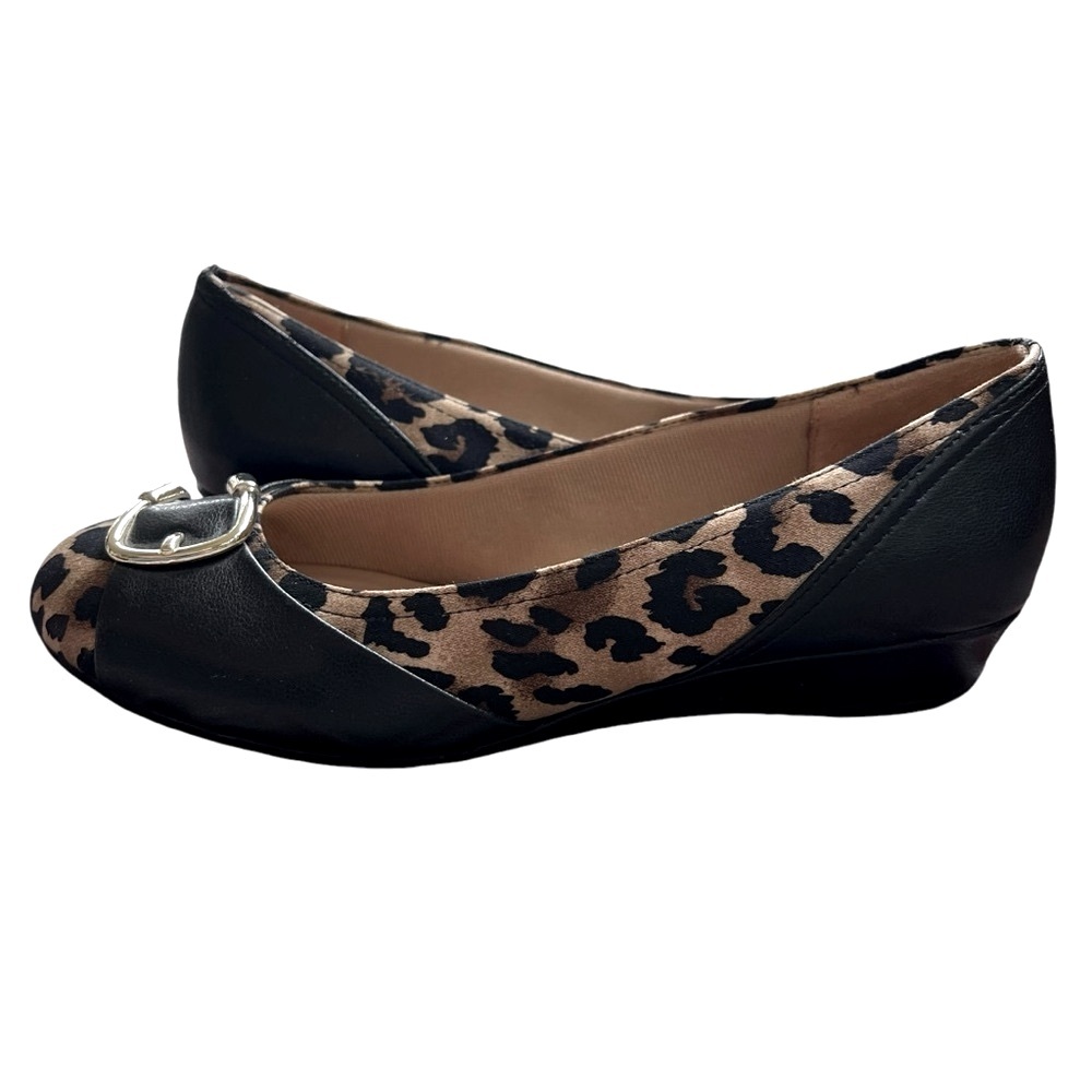 Abella Fina Wedge Pump Women’s 7.5 Leopard Print True Comfort Brown‎ Black